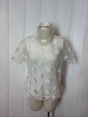 FABIANA FILIPPI White Sheer Polka Dot Tulle Layered Top Made in Italy - Size XXS